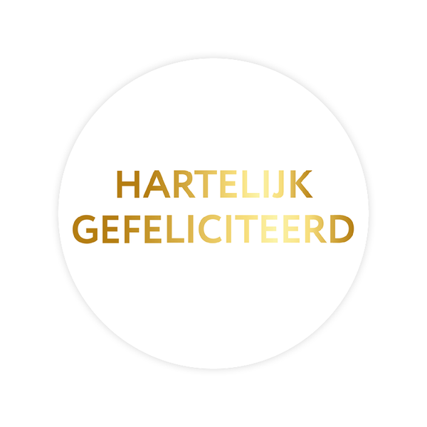 Sticker - hartelijk gefeliciteerd wit - goudfolie (4 stuks)