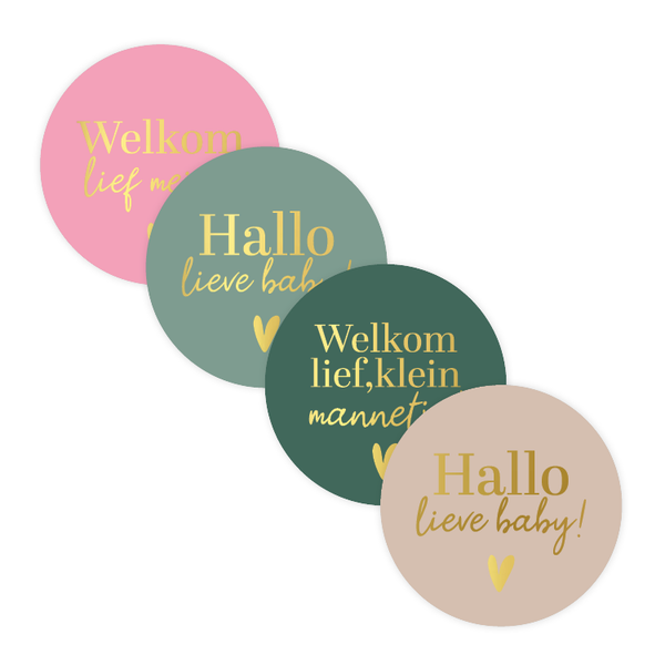 Sticker - geboorte - goudfolie (4 stuks)