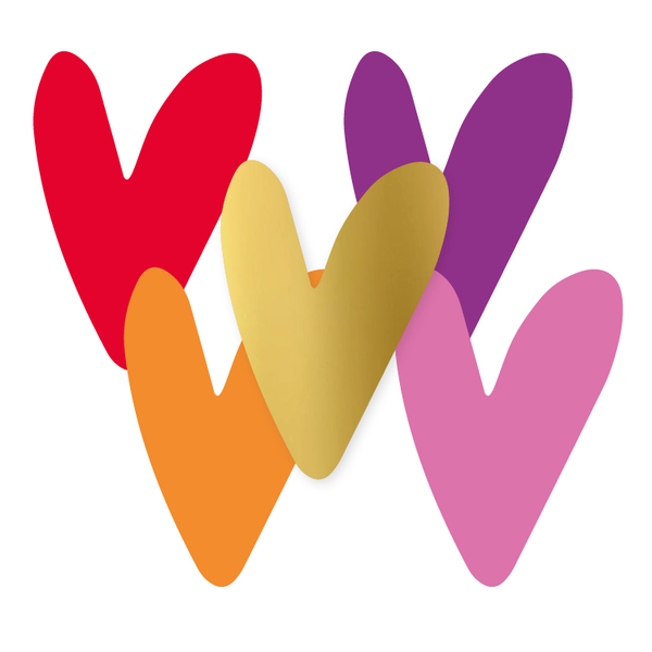 Stickers - hartjes roze paars (5 stuks)