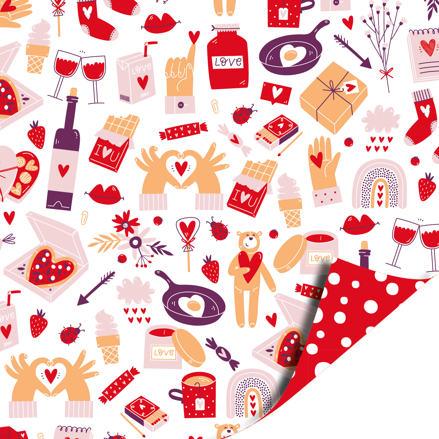 Cadeaupapier - Feestje hartjes cadeautjes