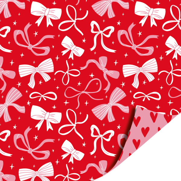 Cadeaupapier - Strik Rood / Roze