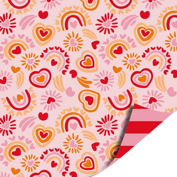 Cadeaupapier - Rainbow / Hearts