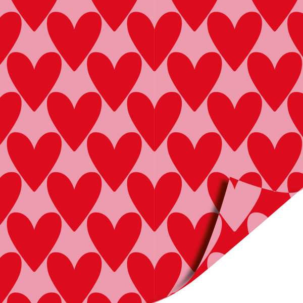 Cadeaupapier - Hartjes Rood / Roze