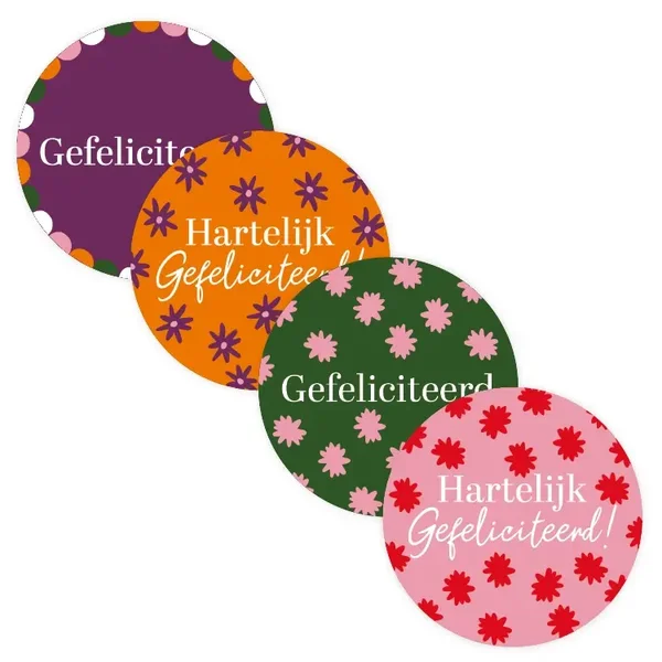 Sticker - hartelijk gefeliciteerd boho - goudfolie (4 stuks)