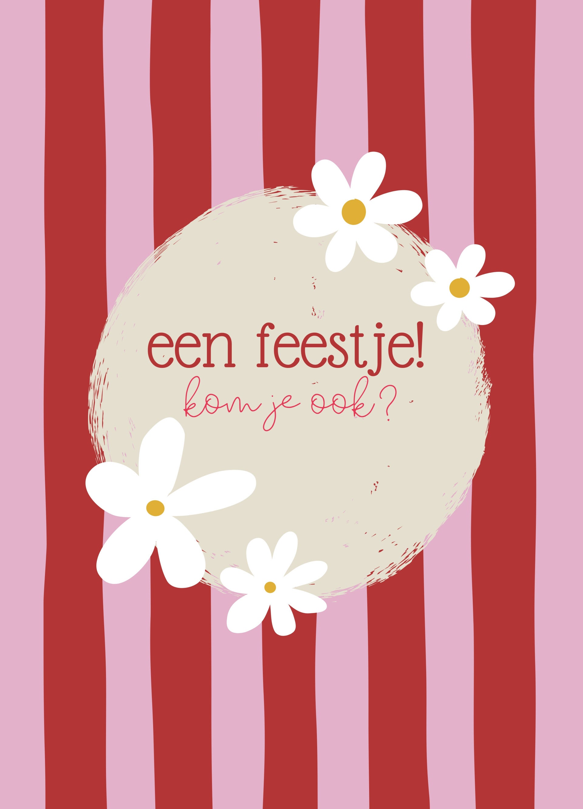 Kinderfeestje - roze/rood & madeliefjes