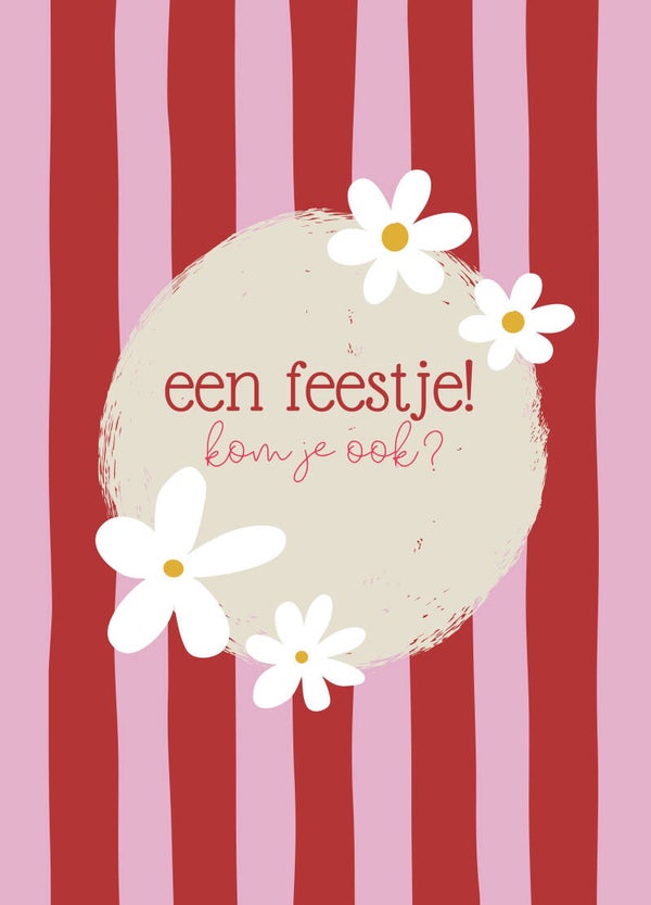 Kinderfeestje - roze/rood & madeliefjes