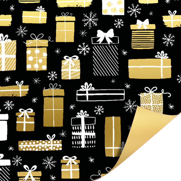 Cadeaupapier 'gifts black/gold'