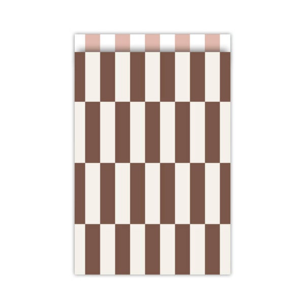 Cadeauzakje chocobruin beige gestreept | 17x25cm (5 stuks)