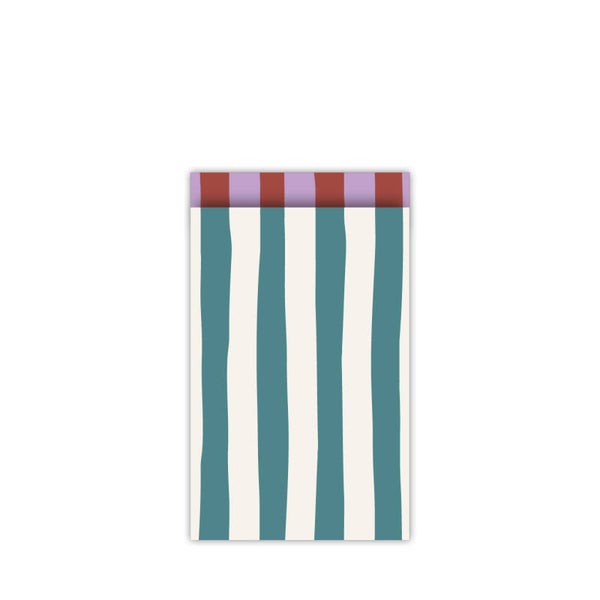 Cadeauzakje lazy stripe petrol | 12x19cm (5 stuks)