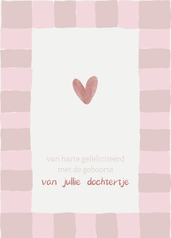 Geboorte - dochtertje - roze geblokt