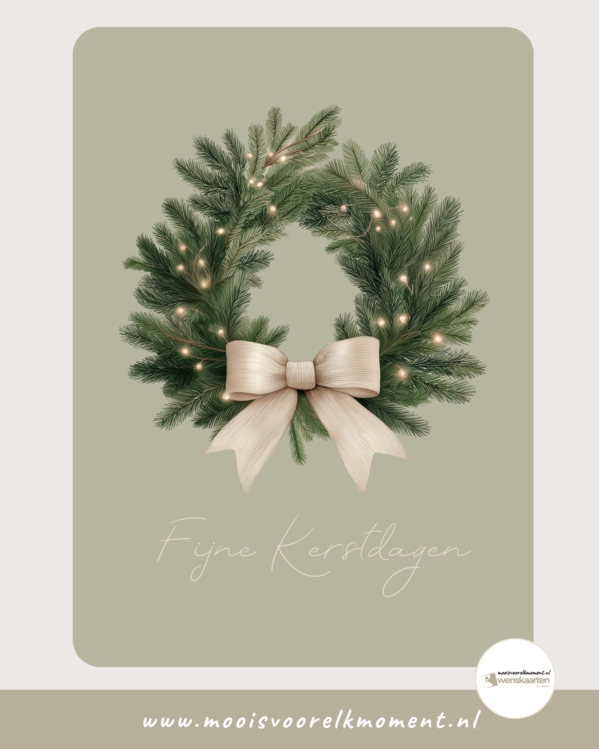 Fijne Kerstdagen - kerstkrans met strik
