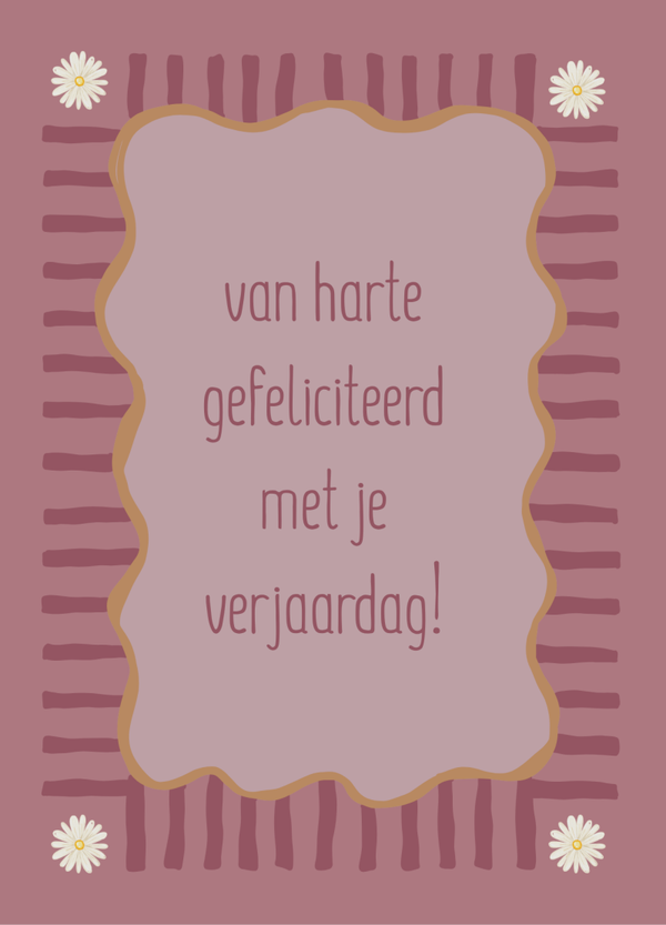 Felicitatie - gefeliciteerd rand bloemetje