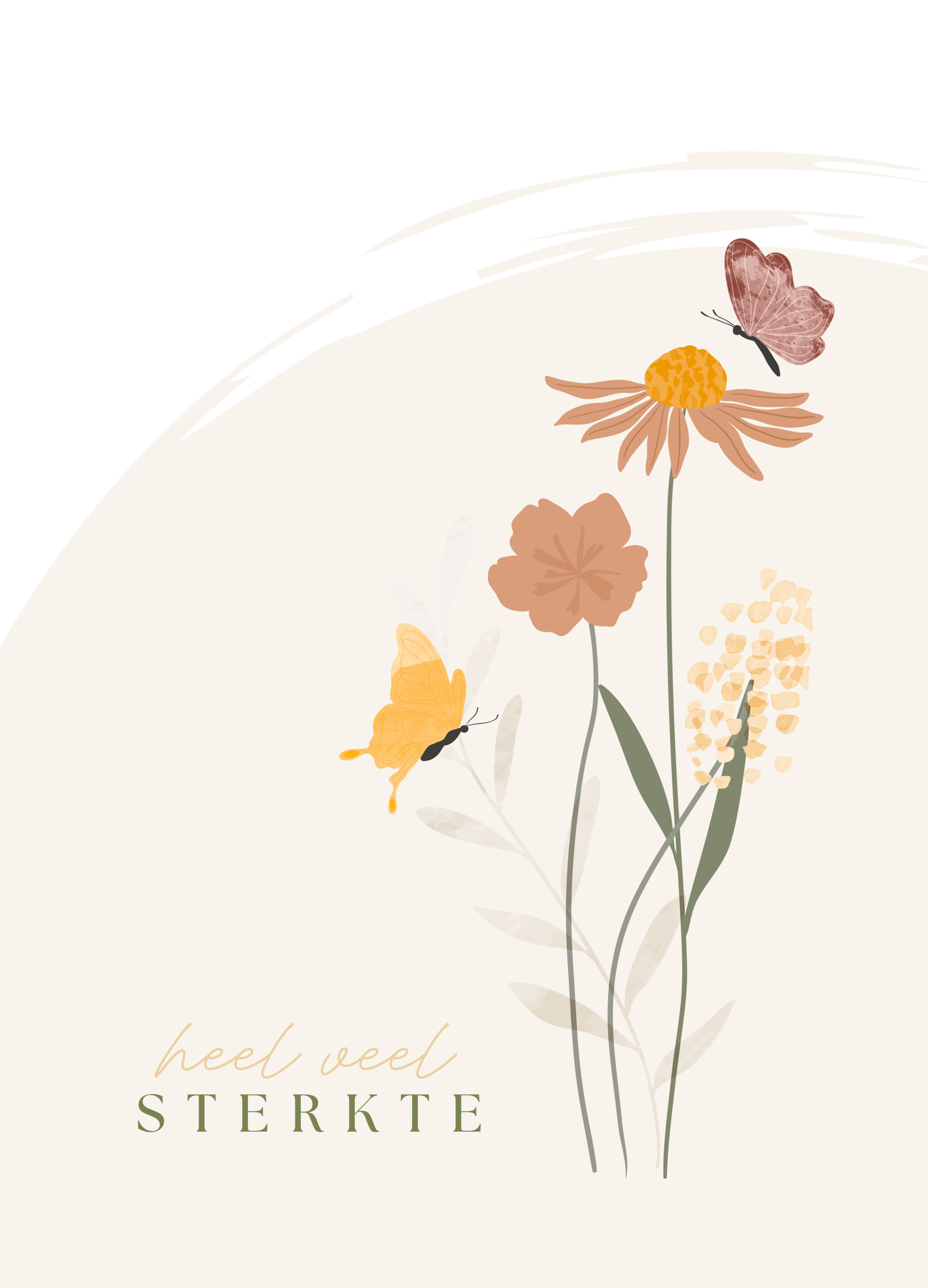 Heel veel sterkte - bloemen & vlinder