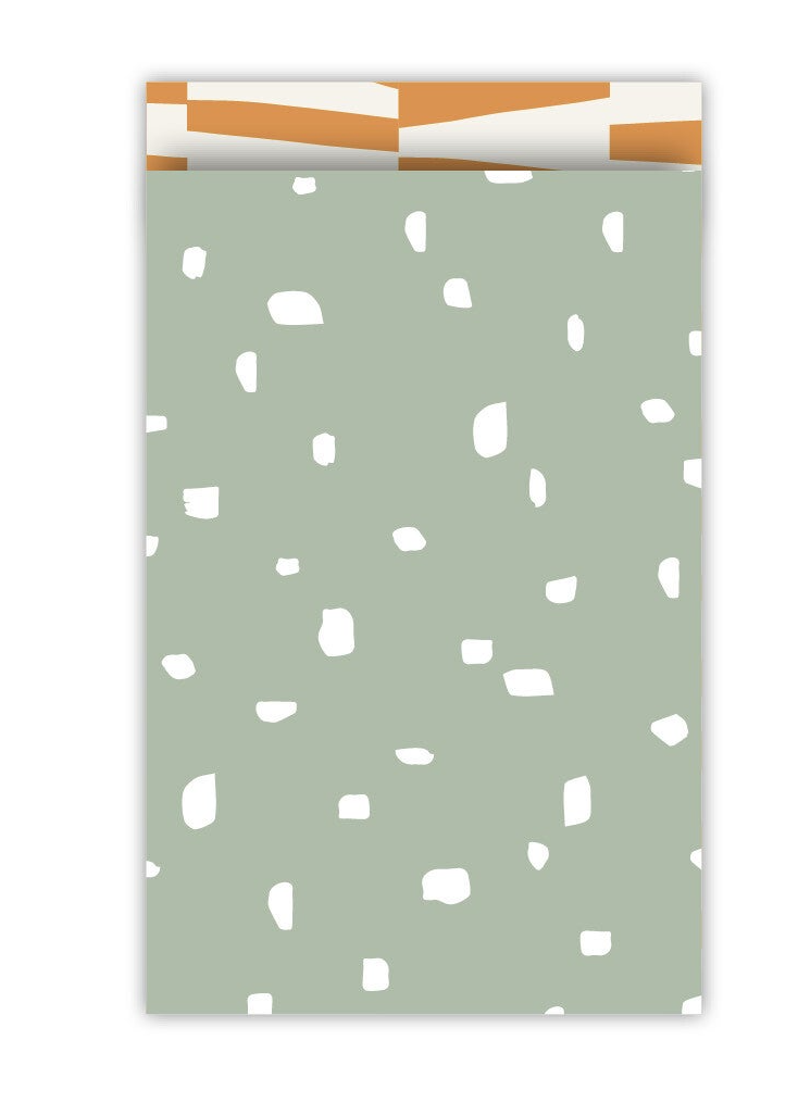 Cadeauzakje groen /wit | 12x19cm (5 stuks)