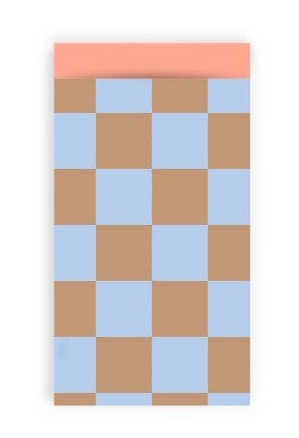 Cadeauzakje bruin geblokt | 7x13cm (5 stuks)