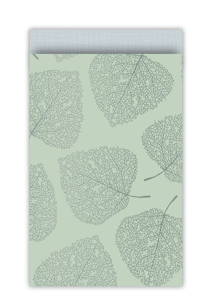 Cadeauzakje leaves groen | 12x19cm (5 stuks)