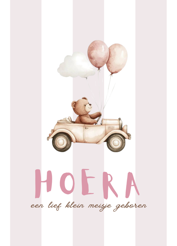 Geboorte - meisje - auto & ballonnen