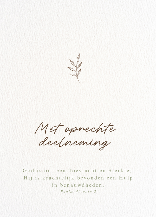 Met oprechte deelneming - God is ons een toevlucht