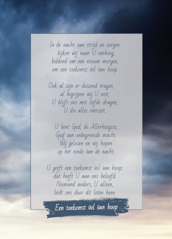 U geeft een toekomst vol van hoop