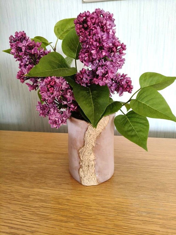 Bloempot roze keramiek