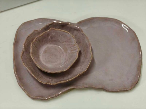Setje schaaltjes (lavendel roze)