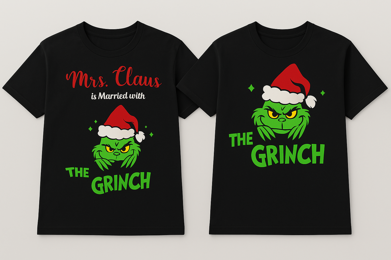 Grinch T-Shirt Set – Mrs. Claus & The Grinch