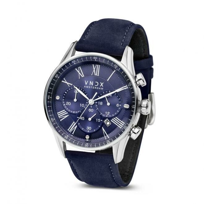 Horloge VNDX The Boss Blauw, met blauwe leren band