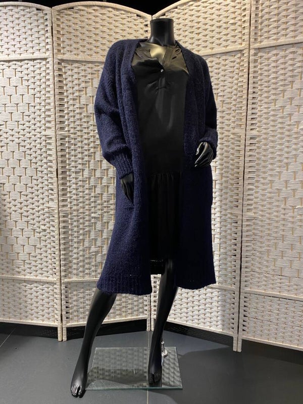 Bernadette vest lang - Donkerblauw