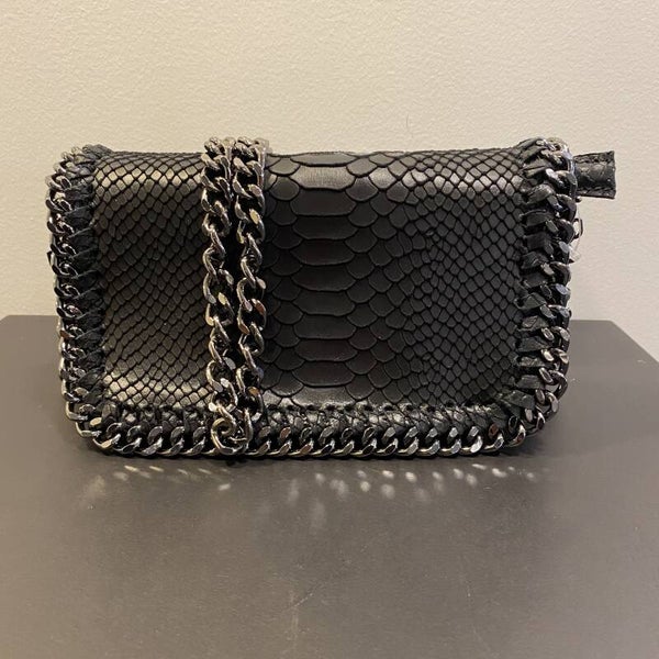 Handtas - zwart slangen print