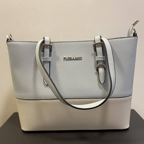 Handtas - licht blauw/wit Flora&Co