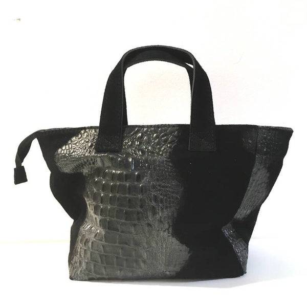 Suede kroko handtas
