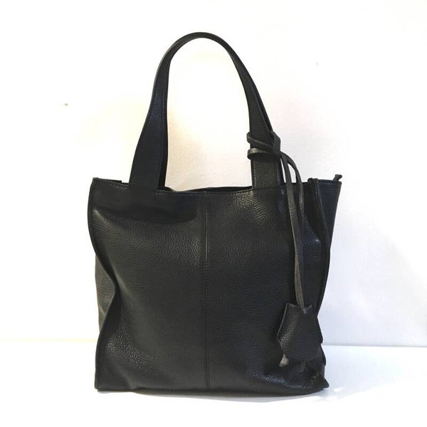 Leren schoudertas zwart