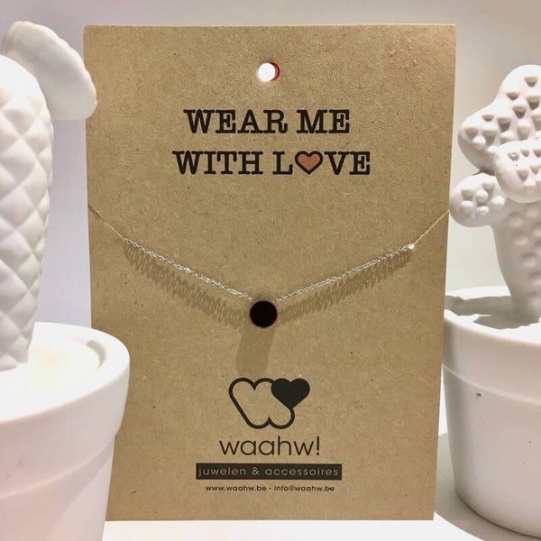 Ketting zilver rvs zwart bolletje