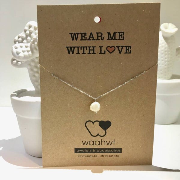 Ketting zilver rvs zoetwaterparel