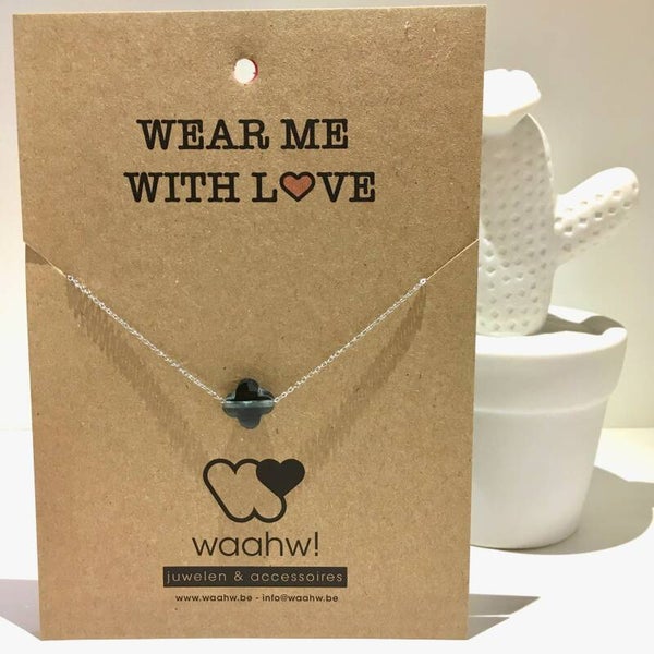 Ketting zilver rvs parel
