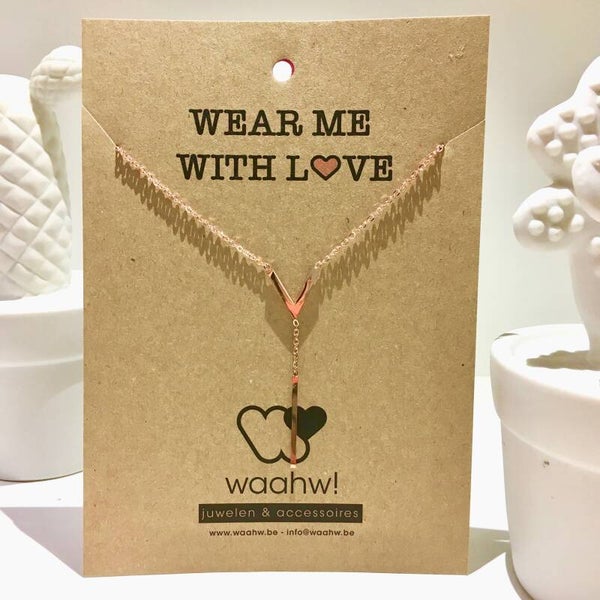 Ketting rosé rvs driehoek met hangertje