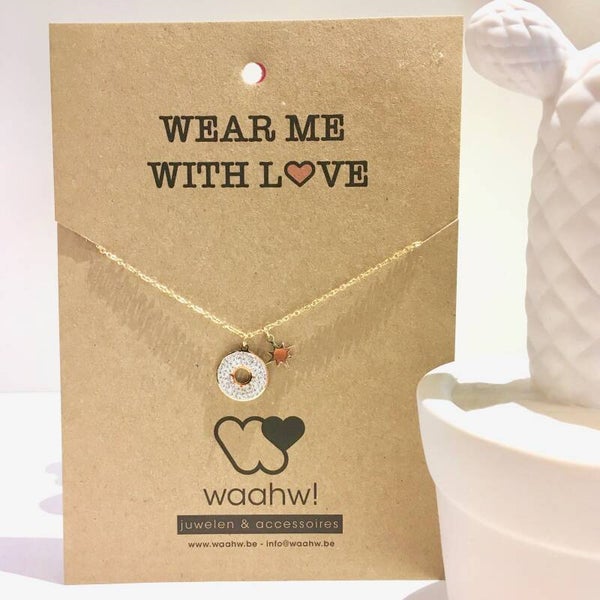 Ketting goud rvs wit plaatje met sterretje