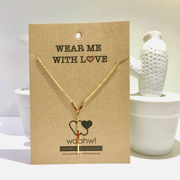 Ketting goud rvs driehoek met hangertje