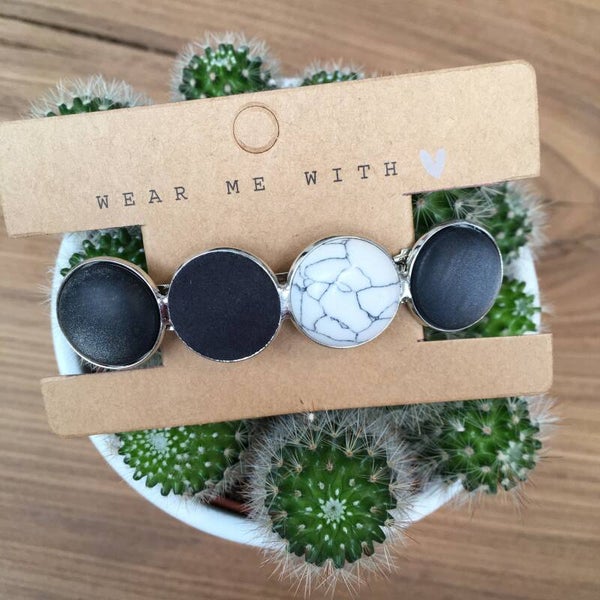 Haarspeld zilver met cabochons