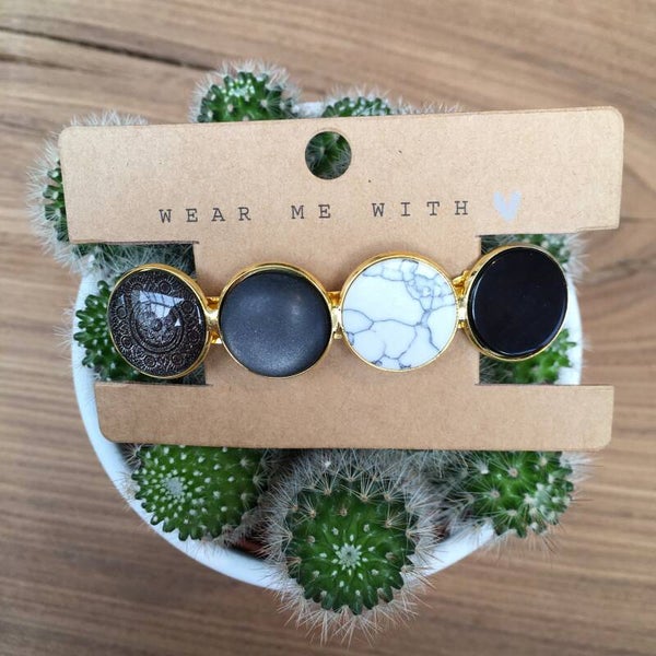 Haarspeld goud met cabochons