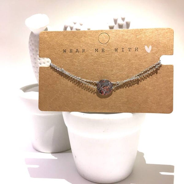 Armbandje zilver rvs plaatje dubbel