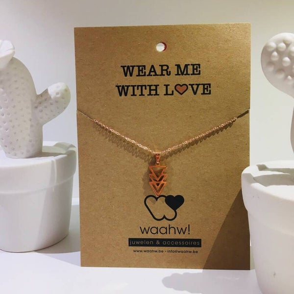 Ketting rosé rvs driehoekjes