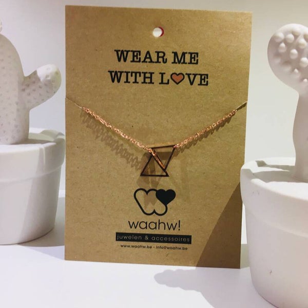 Ketting rosé rvs driehoek in elkaar