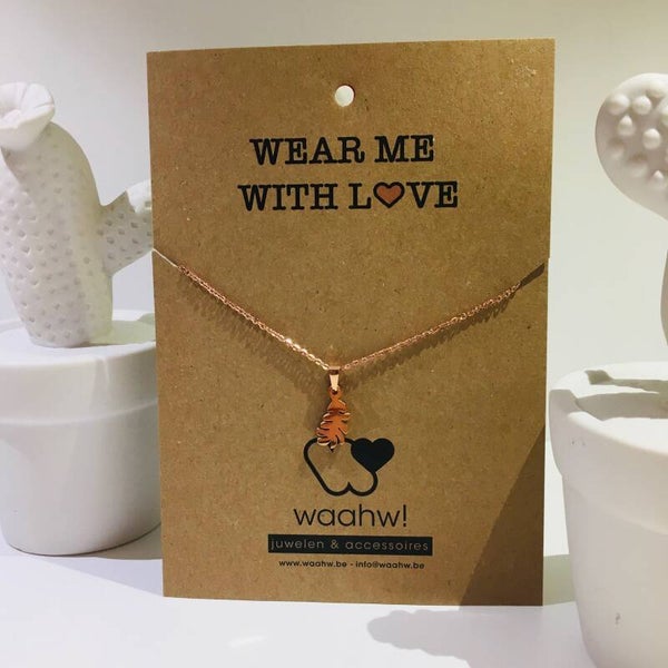 Ketting rosé rvs blaadje