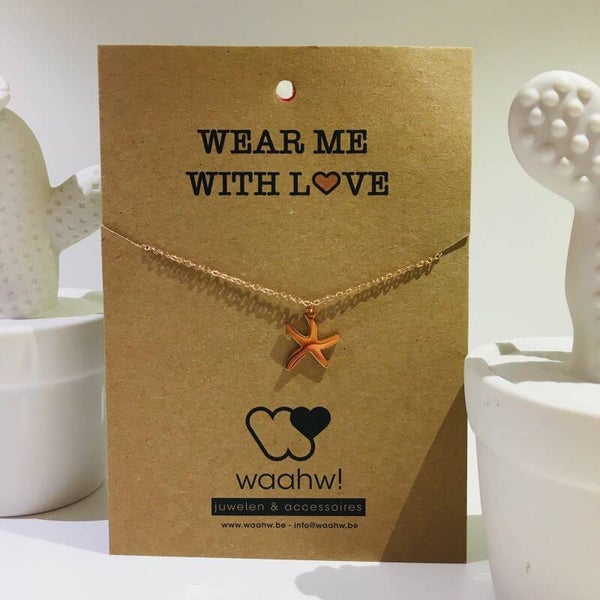 Ketting rosé rvs zeester