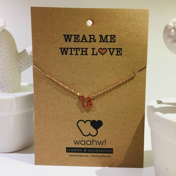 Ketting rosé rvs hartje