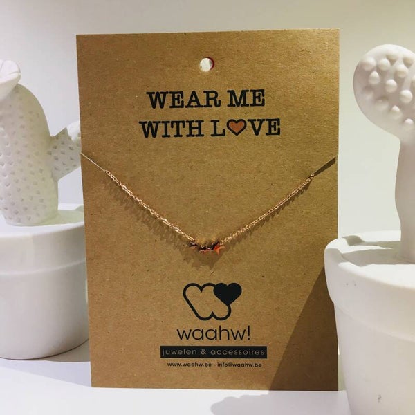 Ketting rosé rvs sterretjes