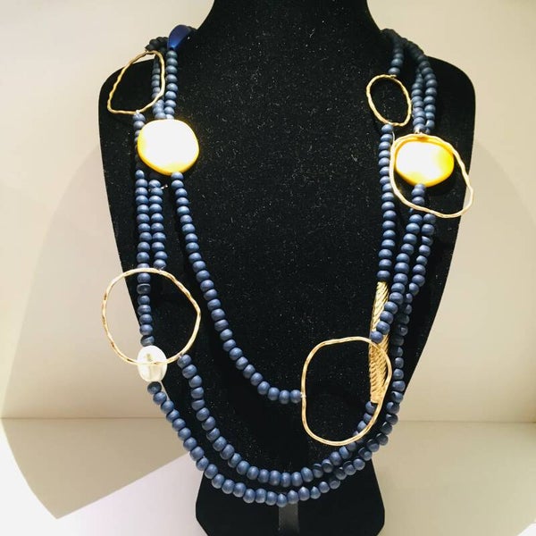 Ketting lang fantasie met houten parels