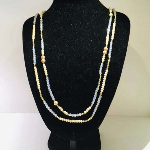 Ketting lang dubbel met parels