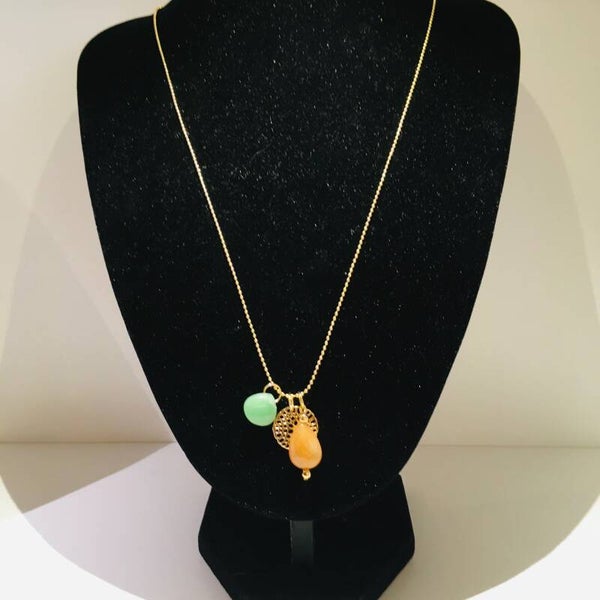 Ketting lang goud met edelsteen